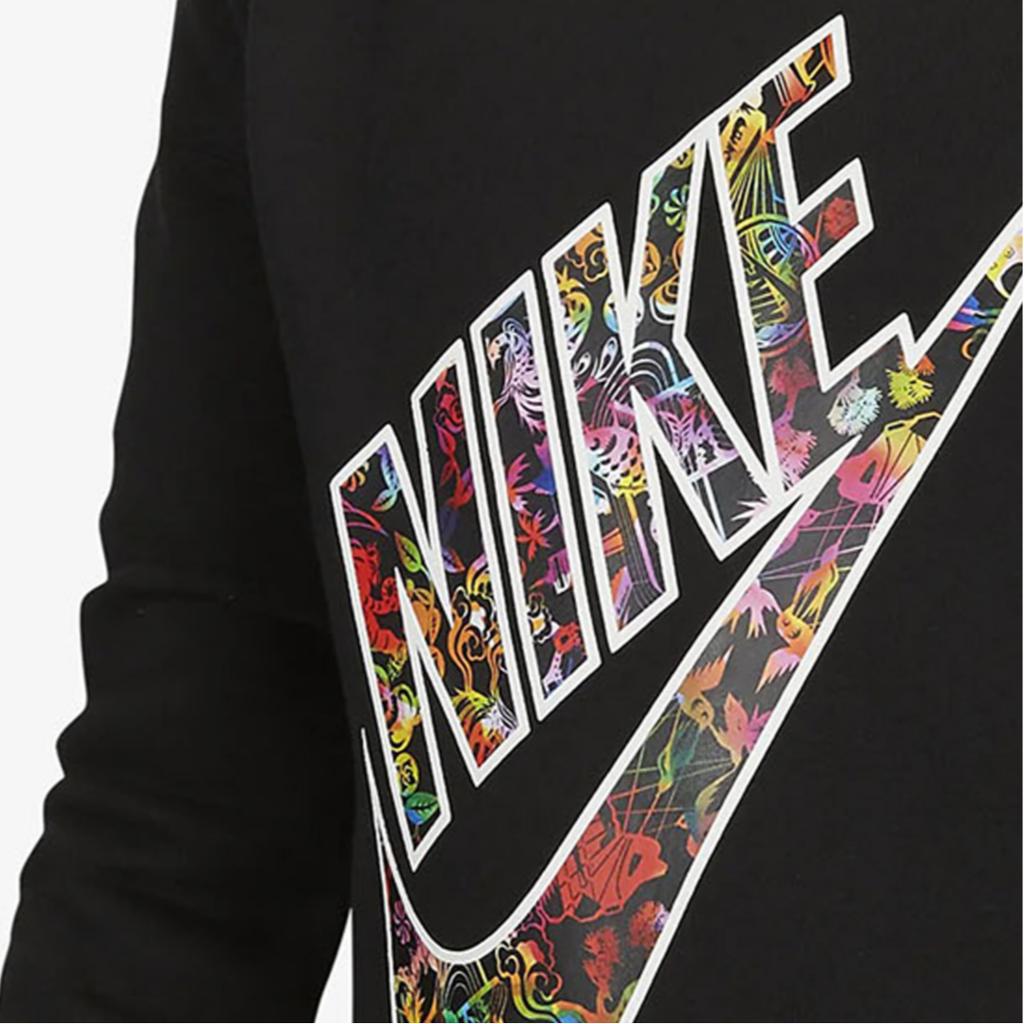 Nike Kids Pullover Long Sleeve Sweatshirt With Large Logo Print Kids sweatshirt Black CU3689-010