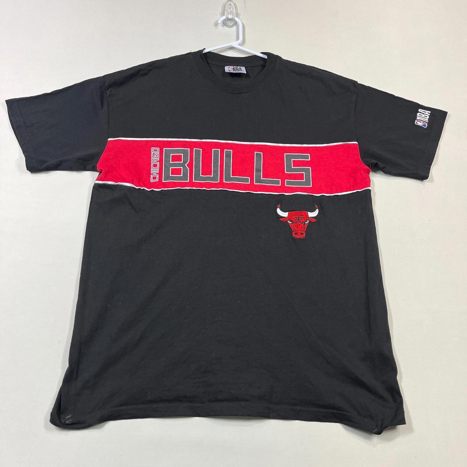 Chicago Bulls Tee NBA Casual Black Red Cotton Crew Neck T Shirt Mens Medium M S