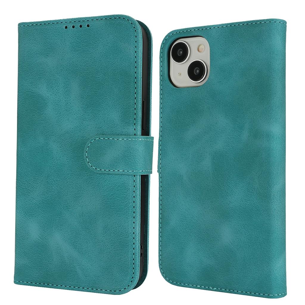For iPhone 15 Plus/14 Plus Wallet Case Double Folded Edge Skin Touch PU Leather Flip Phone Cover