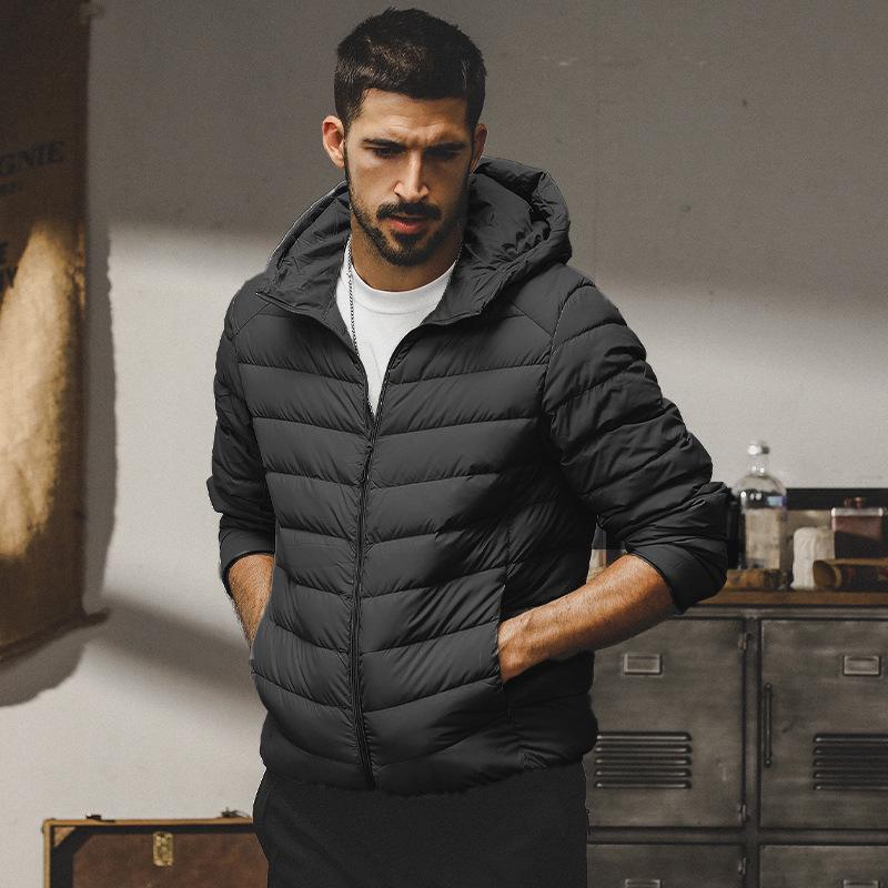 Men's Lightweight Down Jacket - Portable, Anti-static, Winter Hooded for Hiking, Travel, and Mountaineering