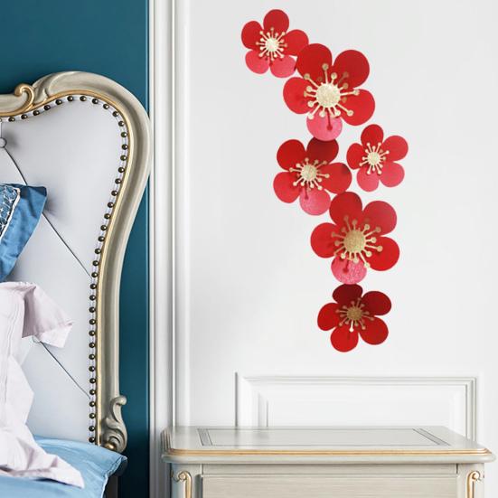 1Set Paper Flowers DIY Artificial Red Floral Wall Art Paper Flower Decoration for Wedding