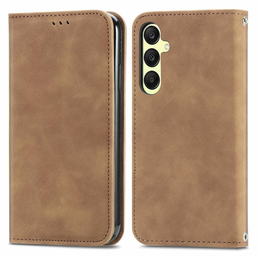 For Samsung Galaxy A25 5G (Global) (161.0 X 76.5 X 8.3mm) Case Skin Touch Feeling Card Slot Leather Phone Cover Stand Magnetic Absorption