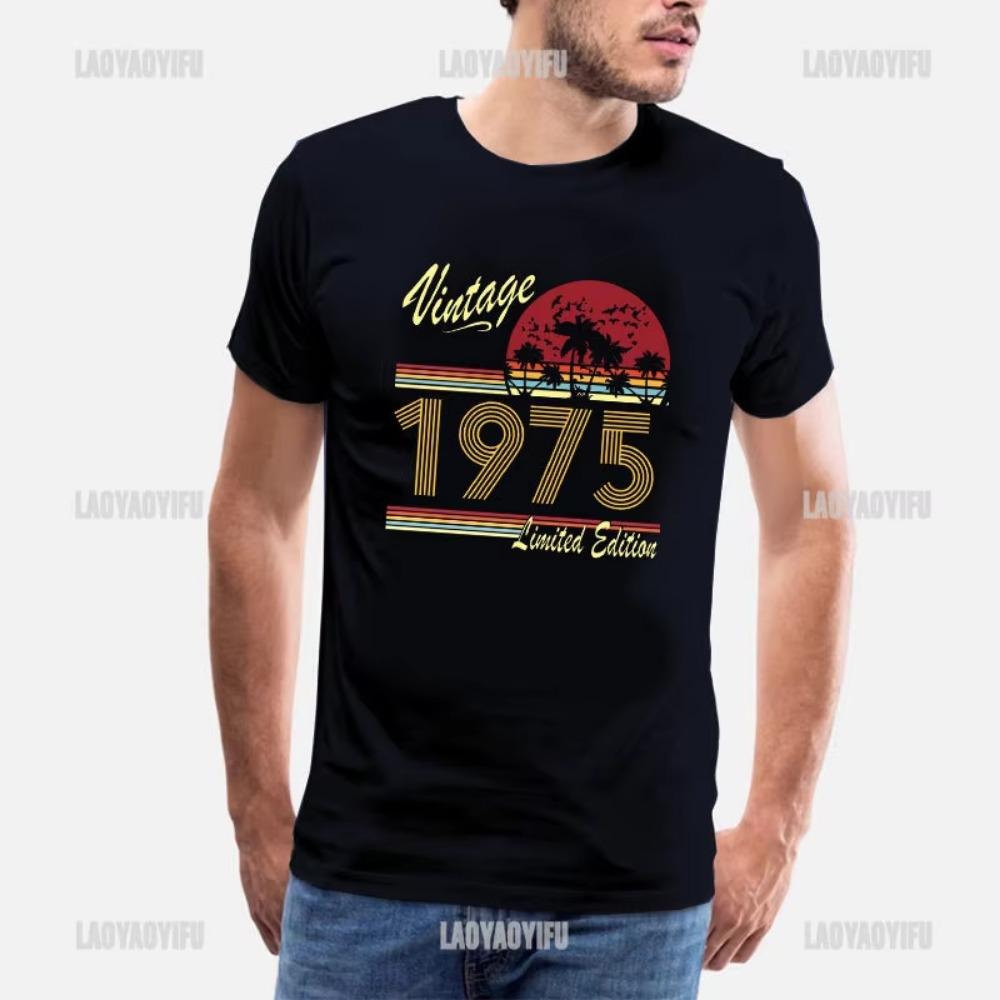 Vintage 1975 Limited Edition Men T Shirts Retro Classic Art Print Tees Short Sleeve O Neck Harajuku Streetwear Birthday Gifts