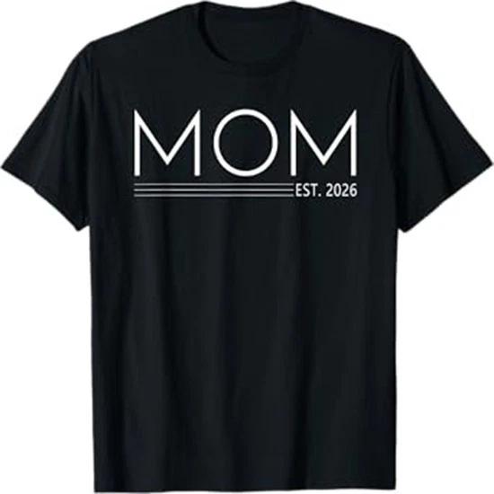 Mom Est 2026 Minimal Typography Family Gift T Shirt XL