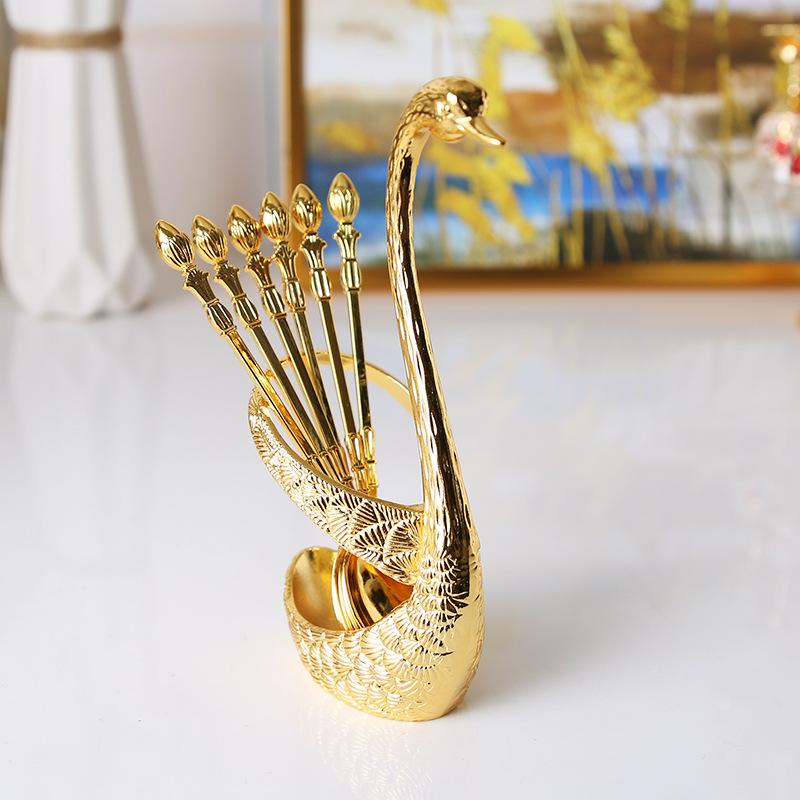 Fruit Fork Set, Zinc Alloy Creative Cute Household Fruit Stick Fruit Insert European Fork Cygnus Tableware