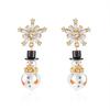 Rhinestone Christmas Earrings Snowflake Xmas Dangle Earrings Fashion Snowman Earrings  Women