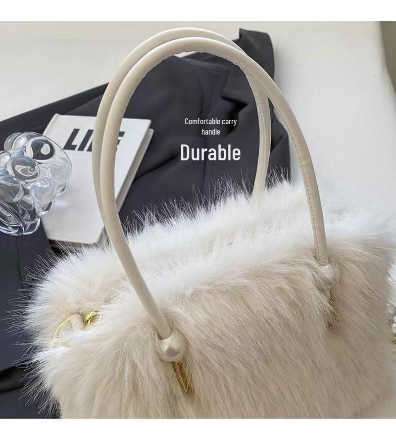 Geantă de mână pufoasă cu perle - Geantă crossbody de damă la modă primăvară/vară 2025