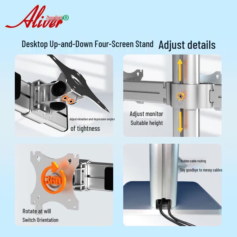 Aliver Quad Monitor Desk Mount