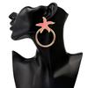 Women Simple Retro Geometric Starfish Ring Shape Earrings