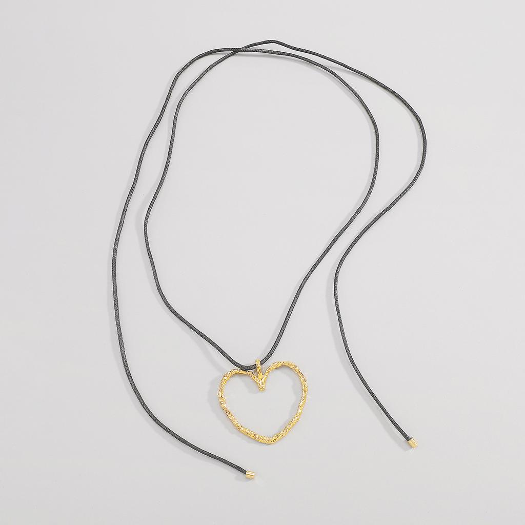 Dames Europees Hol Hart Hanger Sieraden Eenvoudige Minimalistische Strik Touw Creatieve Ketting