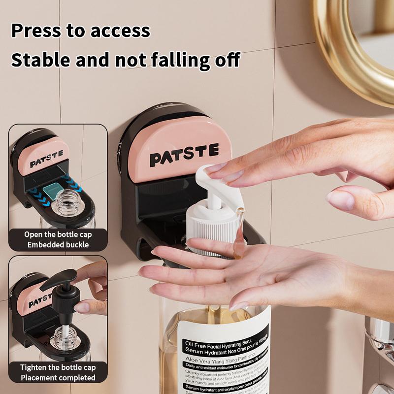 Adjustable Shower Bottle Rack Wall Mounted Suction Cup Shampoo Bottle Plastic Holder Hand Soap Dispenser Hook Free Punching