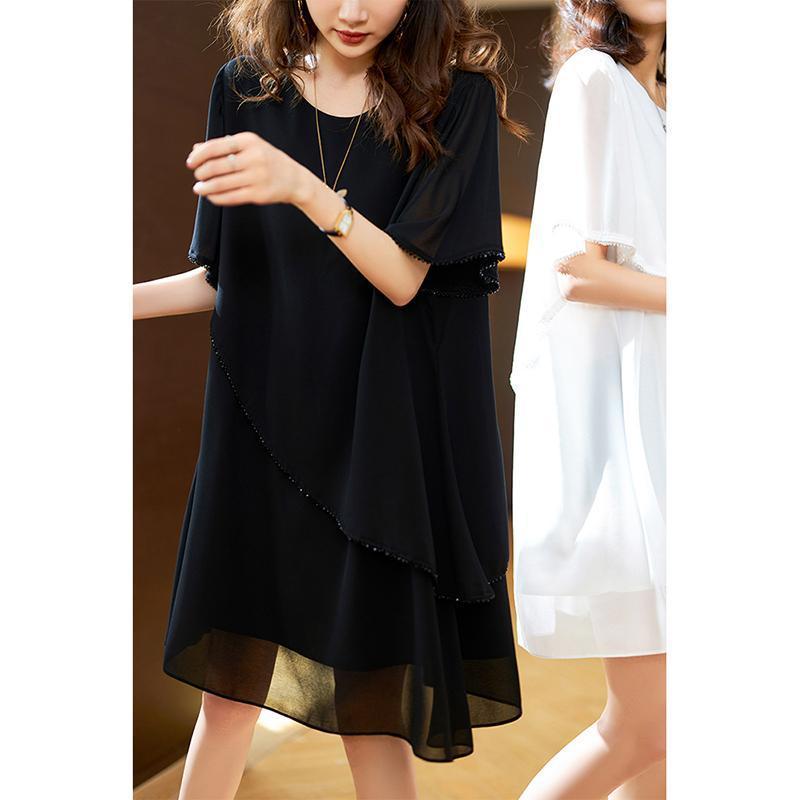 Women's Plus Size Summer Chiffon Dress - Slimming, Stylish Midi Skirt