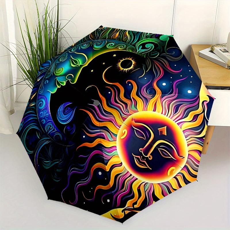 Colorful Yin Yang Sun Moon Face Art Print Poster Umbrella, Christmas Gift Y373