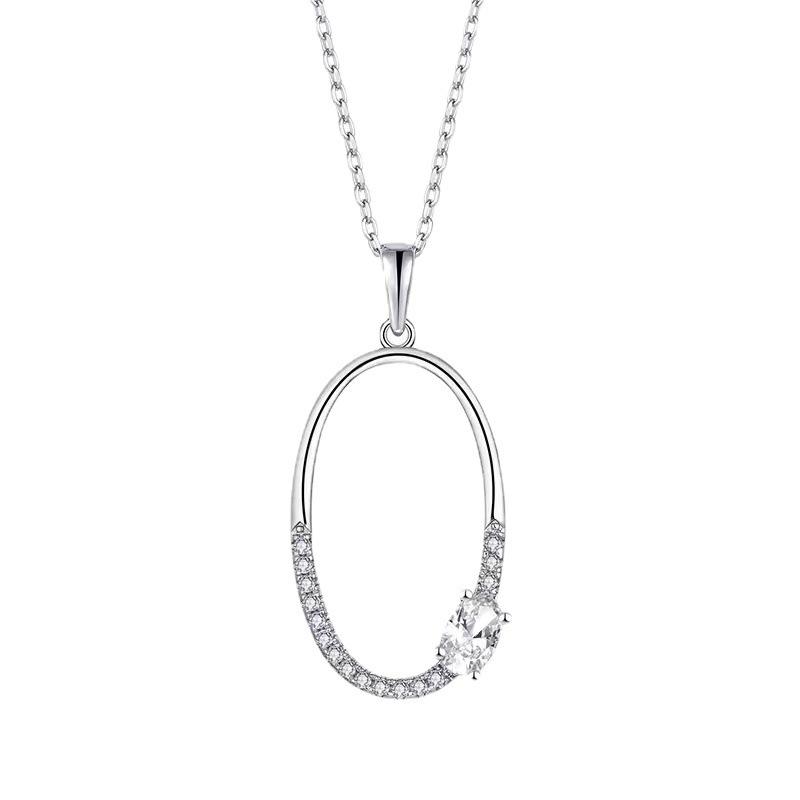 European and American Fashion Zircon S925 Silver Heavy Industry English Letter O Full Drill Ins Pendant Temperament Collar Female