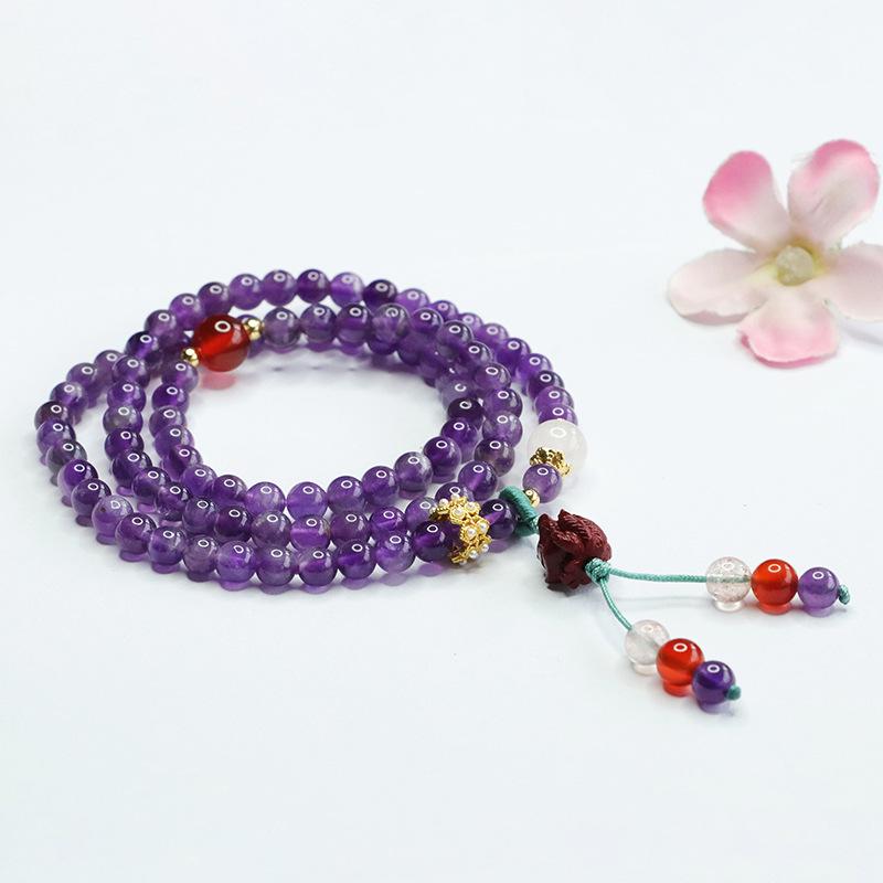 Juan Yu Amethyst Multi-layer Bracelet & Nine-Tailed Fox Necklace Set for Women