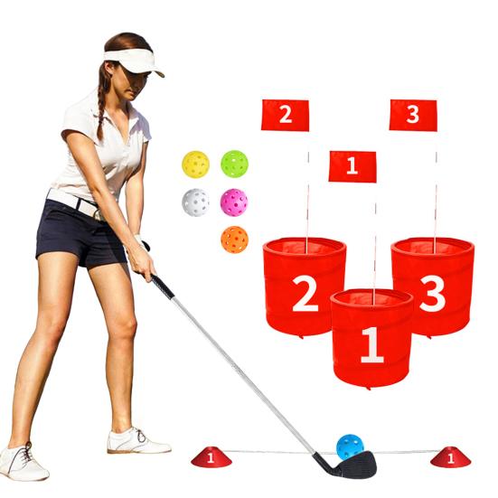 Portable Golf Practice Set Pickballs Beach Bucket Training Kit with Chipping Net Lightweight Outdoor Game for Backyard Park