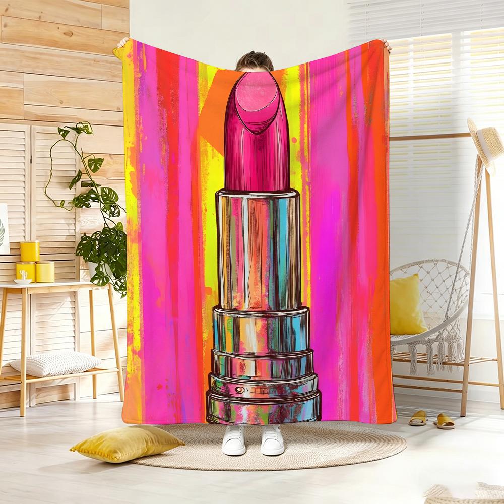 Art P-Pop Art Style Lipstick Beauty Throw Lightweight 240g Flannel Blanket Soft Skin-friendly for Summer Cooling
