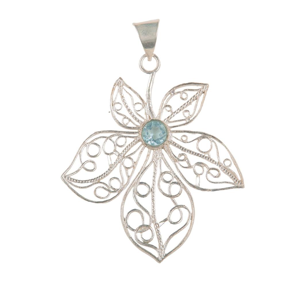 Sky Blue Topaz Gemstone 925 Sterling Silver Jewelry Handmade Blue Pendant 2.29" CP-19-9