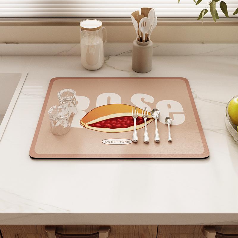 Technical fabrics Leave-in dining table mat Kitchen drain mat Water absorption quick drying Countertop mat Dish drying mat Non-slip