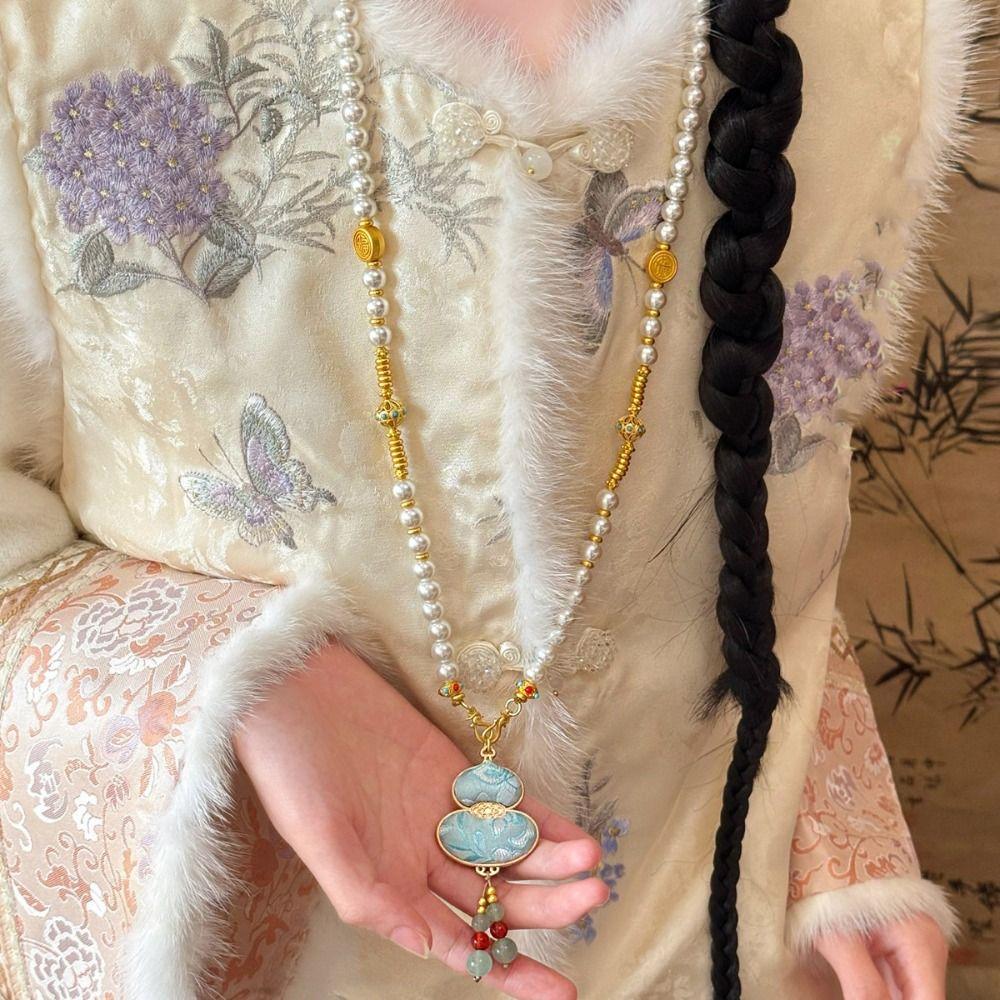 Beads Song Brocade Gourd Necklace Luxury Pearl Long Sweater Chain Women