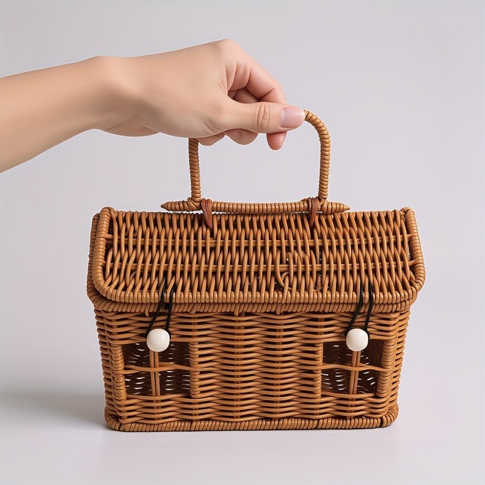 Vintage Imitation Rattan Woven Storage Basket Wedding Birthday Gift Box Bridesmaid Companion Storage Box Multi Functional Box