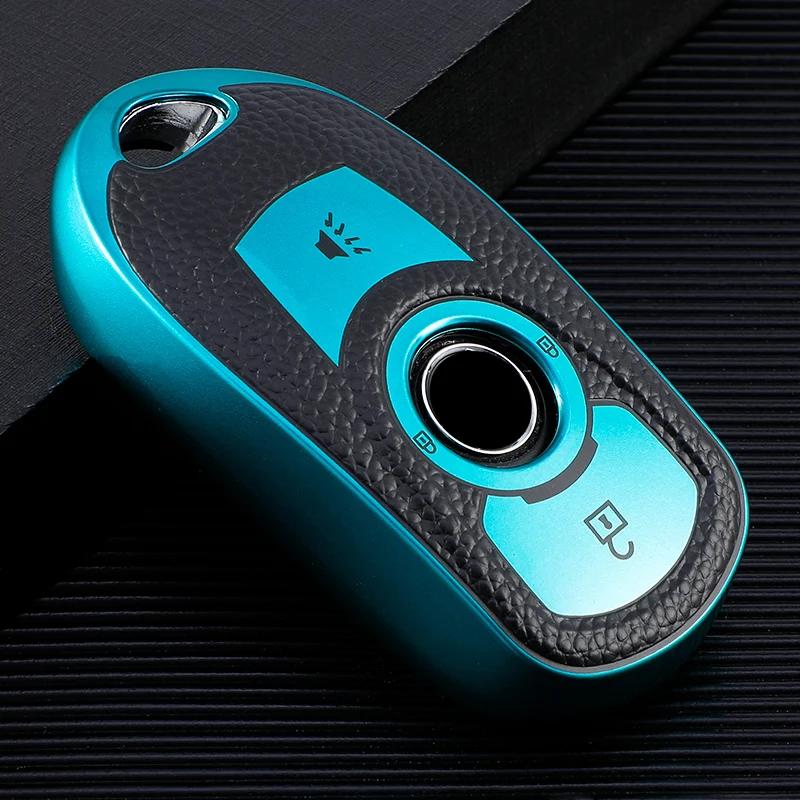 Car Key Cover Bag Case Shell Protector Keychain for Buick Encore Envision Car Excelle Lacrosse Regal Verano GX GL6 Leather TPU