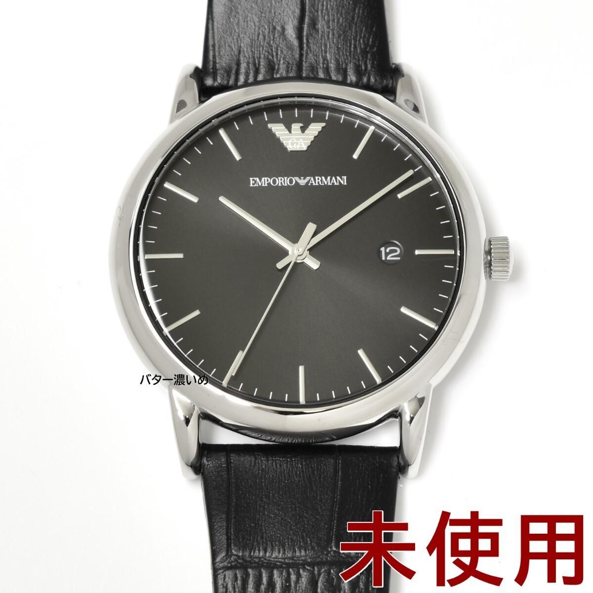 Used Emporio Armani EA Watch Men s Black Dial EMPORIO ARMANI Quartz Cowhide Belt Leather Belt AR2500 Unused