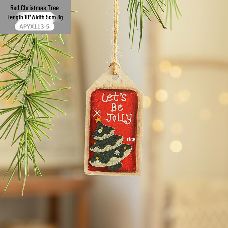 Gangheng Retro Wooden Christmas Tree Ornaments – ID Holder & Nordic Creative Hanging Decor