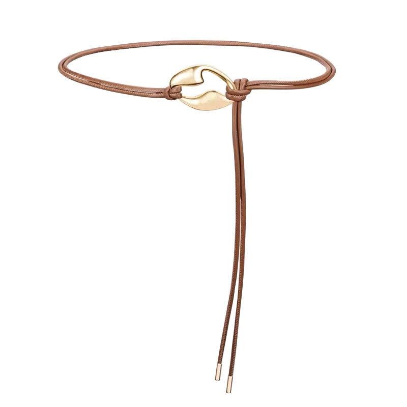 French Vintage Metal Waist Belt For Dresses With Adjustable Ties For Casual And Office Wear