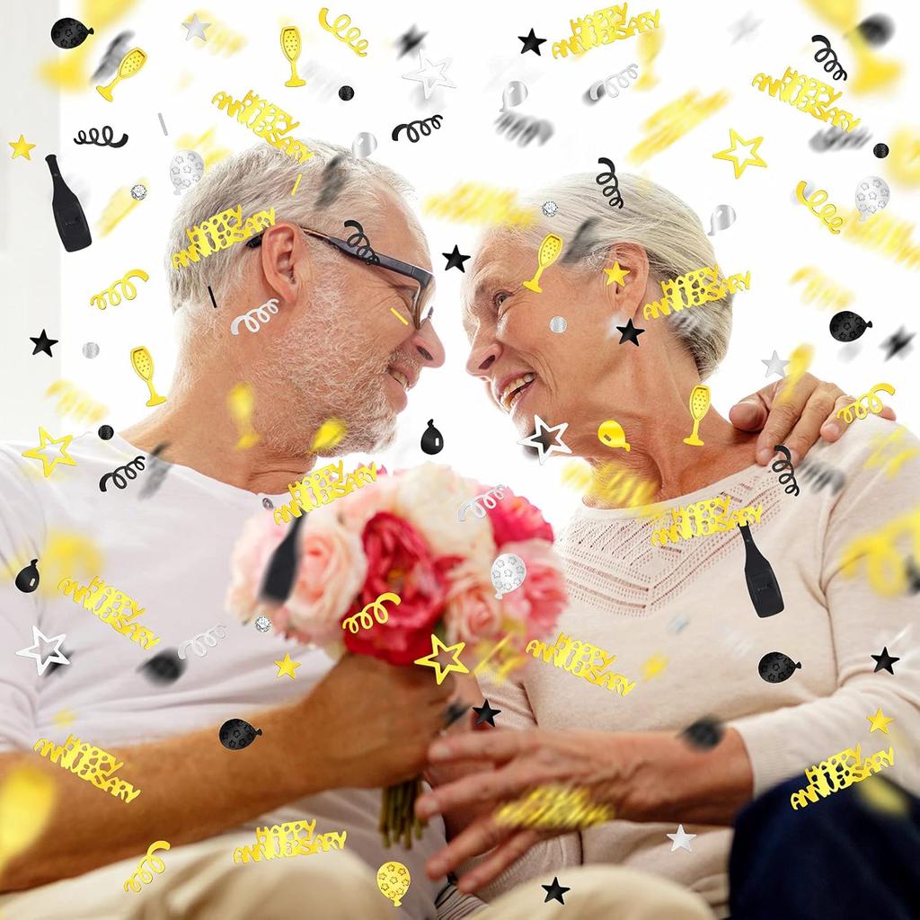 Skylety 3000 Pieces Happy Anniversary Confetti Party Decoration Scatter Confetti Metallic Foil Table Decorations for Anniversary Party DIY Arts