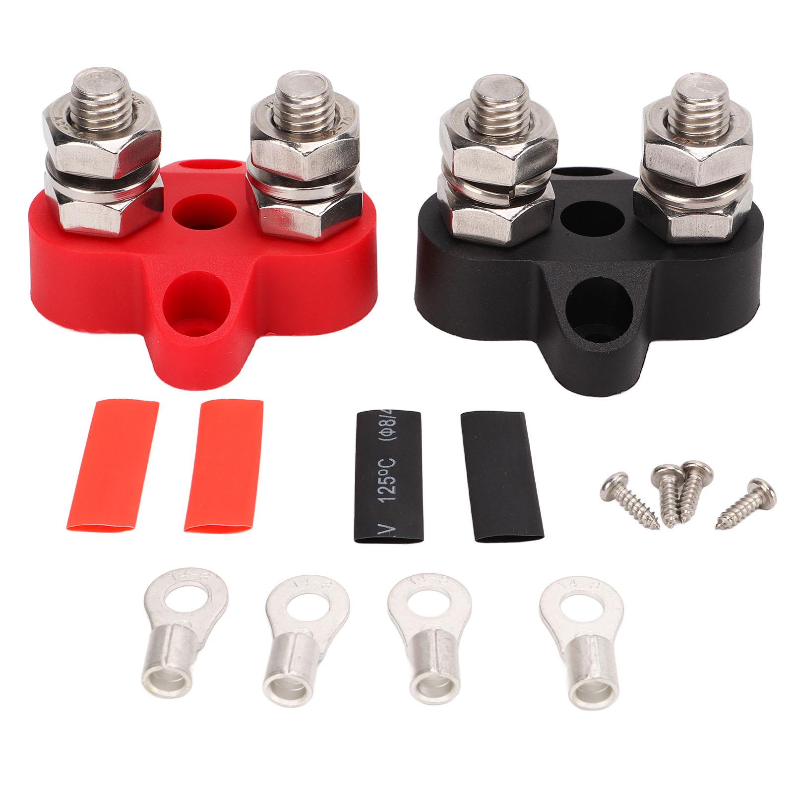 

M8 Dual Heavy Duty Terminal Studs 48V Black Red with Copper Terminal Heat Shrinkable Tube Universal
