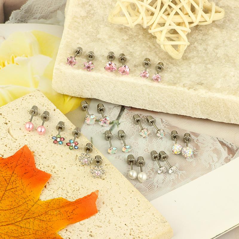 Set of 12 Pairs Bullet Stud Earrings for Women - New Style Jewelry in Stock