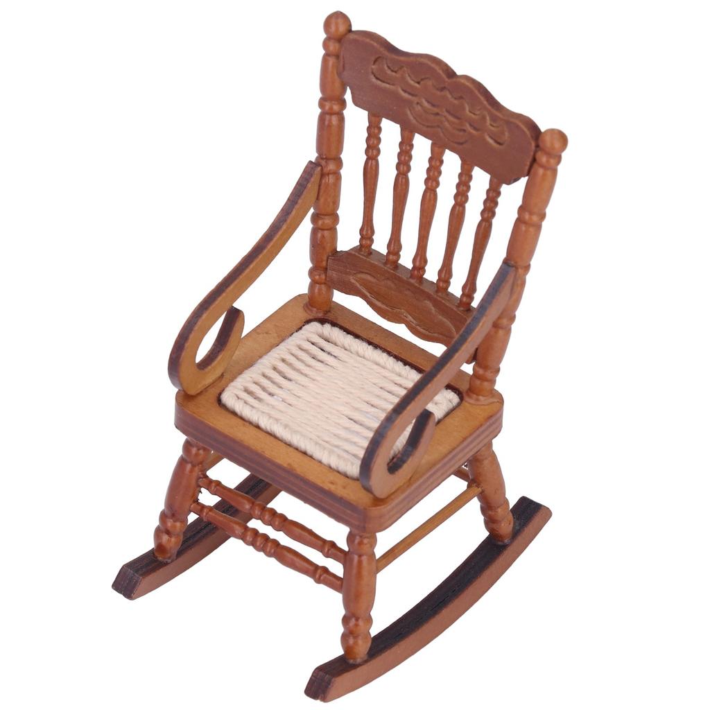 Dollhouse Miniature Chair Exquisite Details Bright Color Miniature Dollhouse Wooden Furniture for