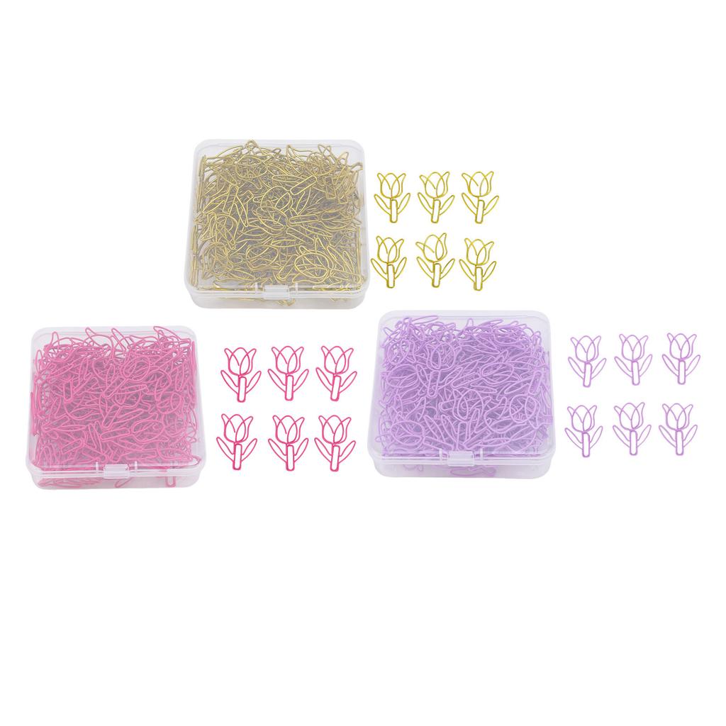 80Pcs Flower Shaped Paper Clips Bulk Mini Colored Bookmarks Clamp with Transparent Box School Suppli
