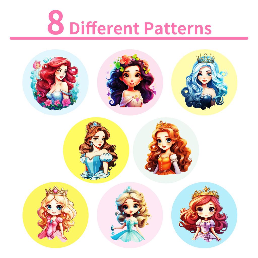 500 Pieces/roll Cartoon Princess Sticker Roll Sticker New Product Notebook Water Cup Decoration Sticker Seal