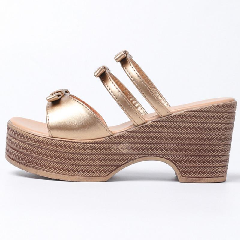 

Fashion Women s High Heels Summer New Round Head Open Toe Butterfly Knot Waterproof Platform Anti-slip Wear-resistant High Heels 42 золотой