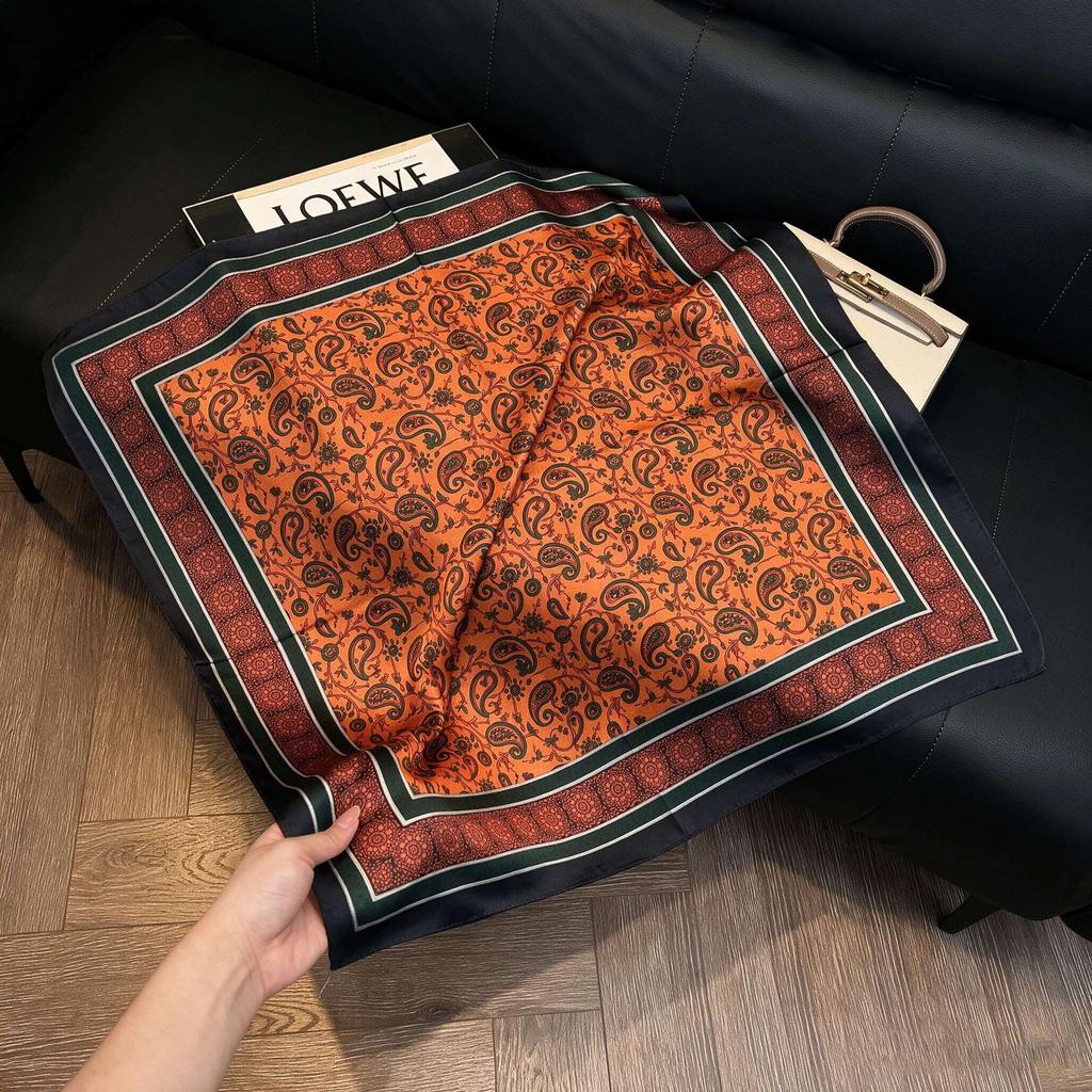 New silk satin 71 * 71 square scarf versatile foreign style simulation silk scarf middle-aged and elderly decorative scarf neck protection silk scarf