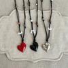 Irregular Love Heart Flower Beaded Pendant Necklace Adjustable Length Neckchain For Women Enamel Craft Jewelry