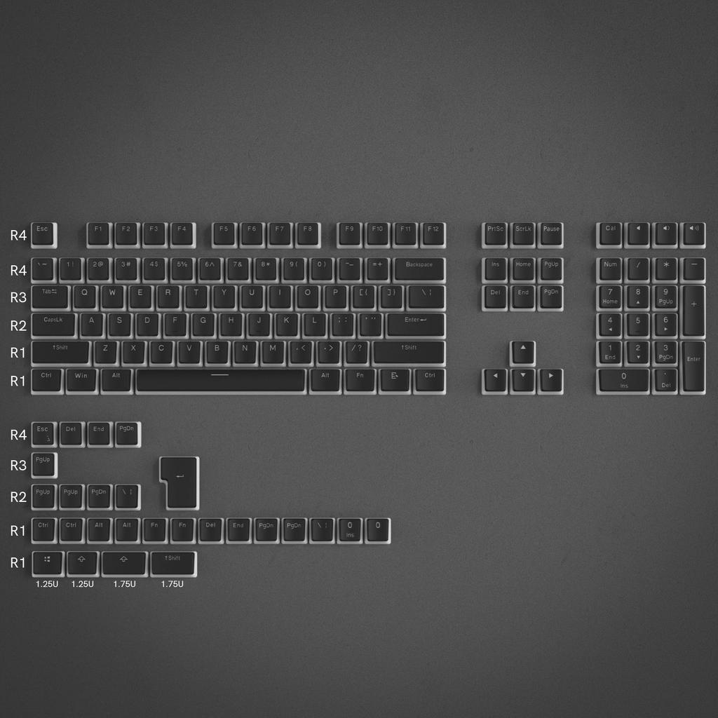 Womier 129-Key PBT Keycap Set, OEM Profile, Transparent, Universal Type (Black)