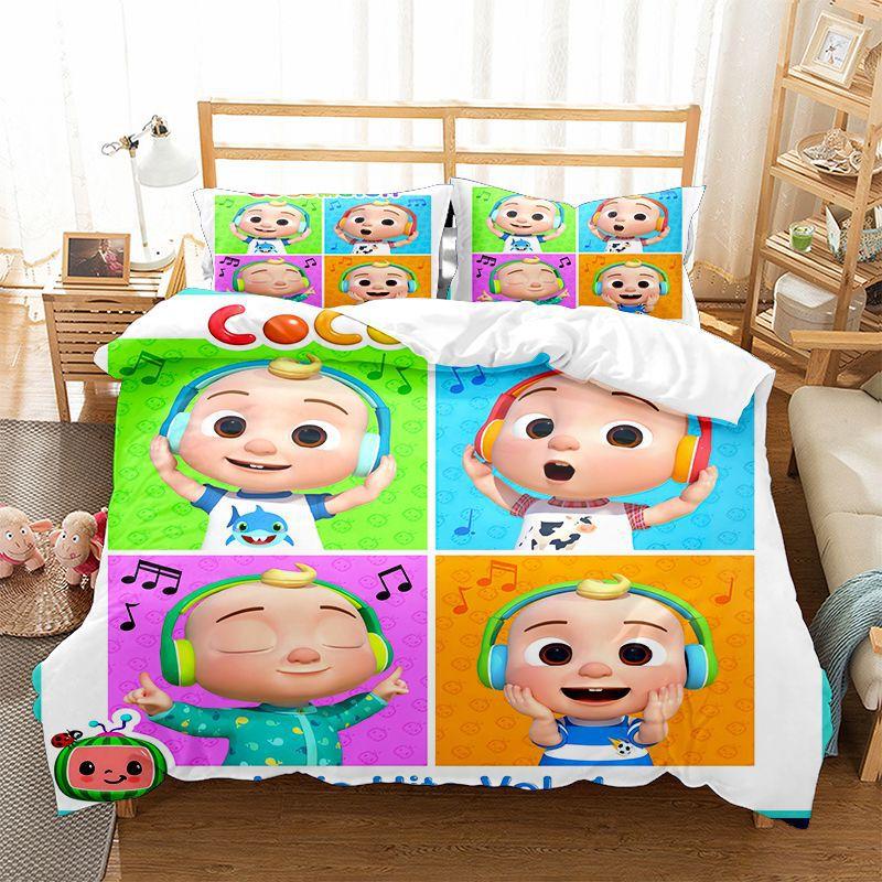 Super baby cartoon animation digital printing bedding three-piece set