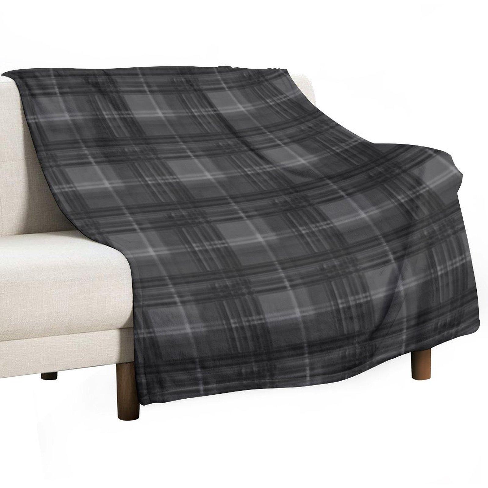 

modern dark grey and black tartan Throw Blanket Summer Beddings Warm For Decorative Sofa for sofa Blankets 30x40in