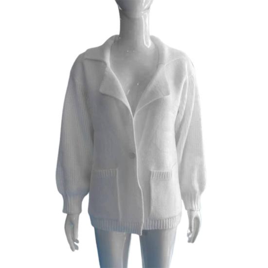 Women Suit Coat Suit Lapel Long Sleeve Solid Color Knitting Coat with