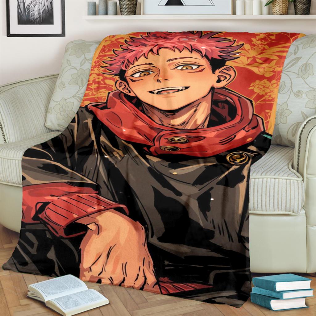 Comfortable Jujutsu Kaisen Flannel Print Blanket for Bedrooms, Sofas, Beds, Chairs, Picnics, Travel