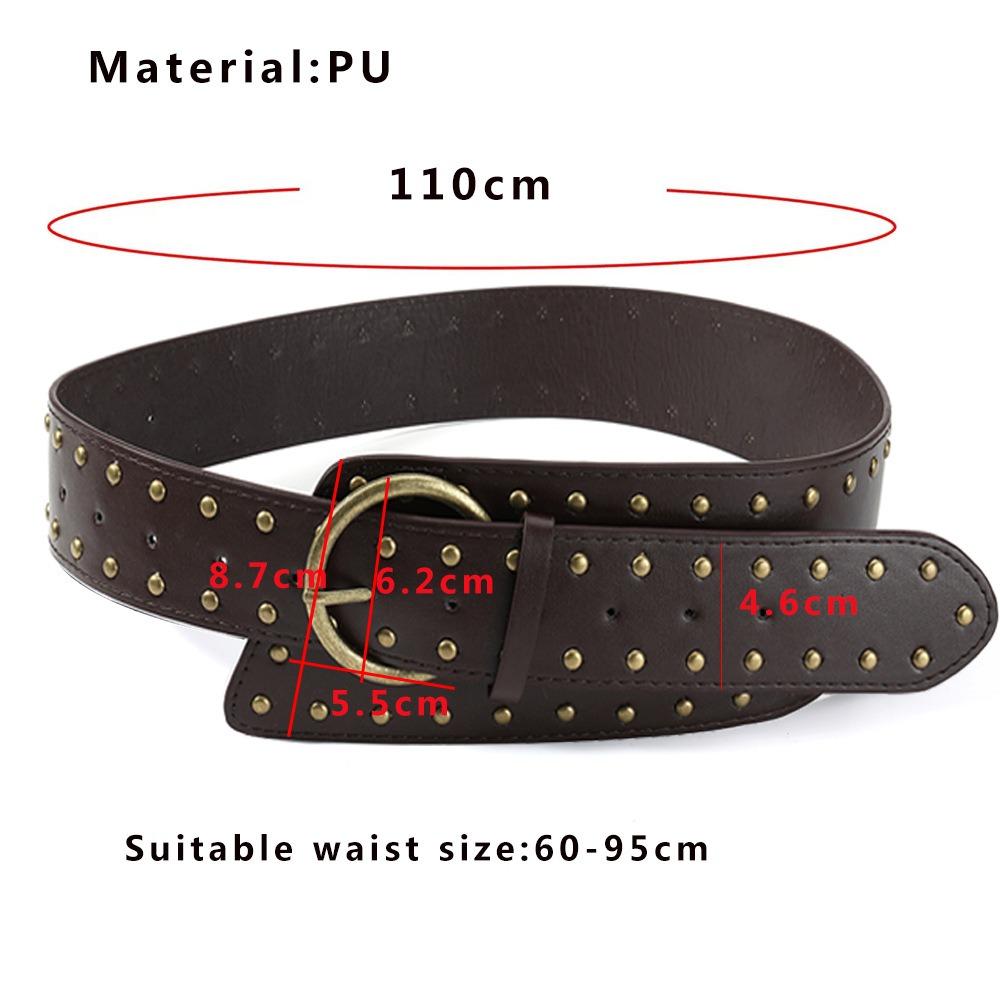 

Y2k Rivet Belt Exquisite Pin Buckle Belt Womens Curved Belt Irregular For Skirt Live Music Festival Trendy Look 110cm кавовий