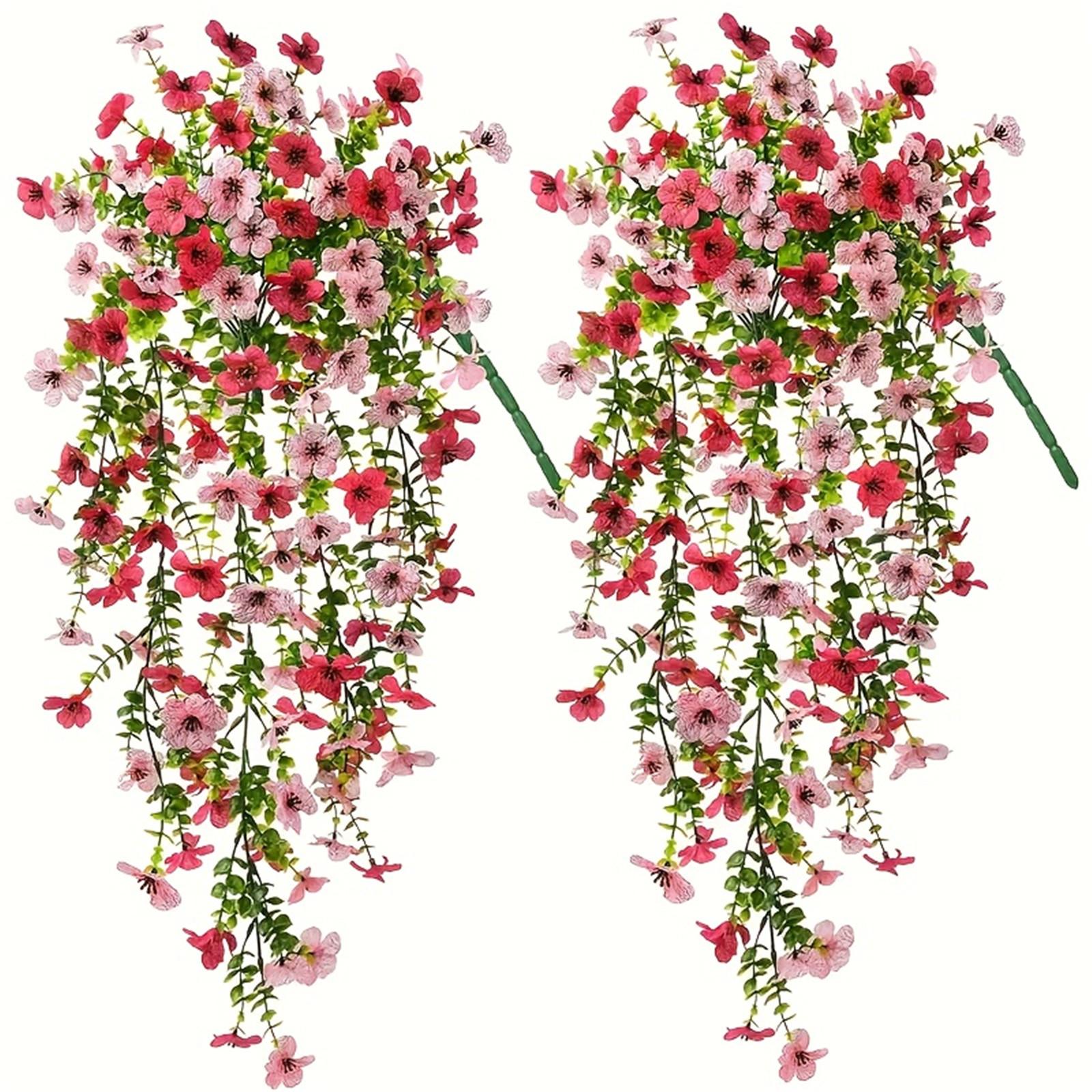 

1 шт/2 шт изысканные реалистичные шелковые ромашки подвесные цветы для улицы искусственные растения цветок орхидеи 2 Pcs розовый/красный