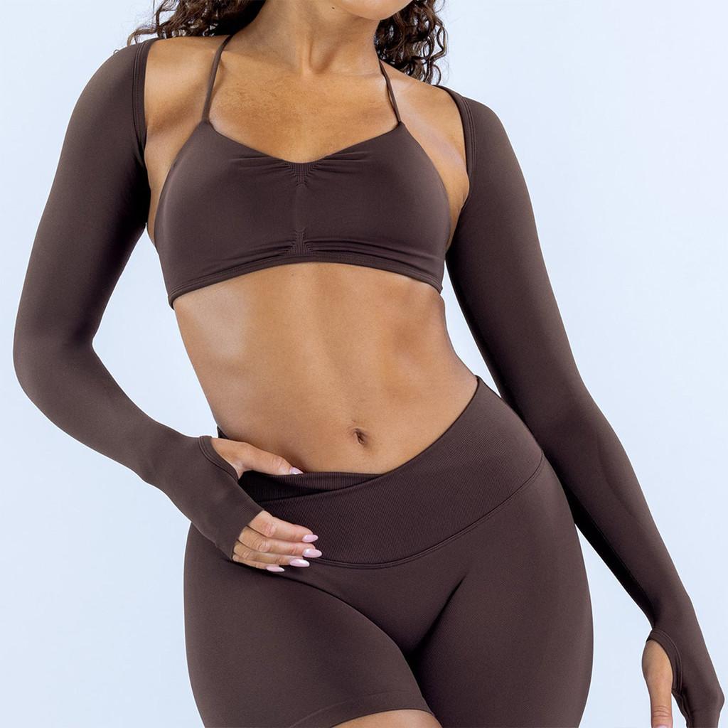 Seamless Yoga Long Sleeve Scarf Set For Women With Breathable Knit Fabric For Fitness And Running