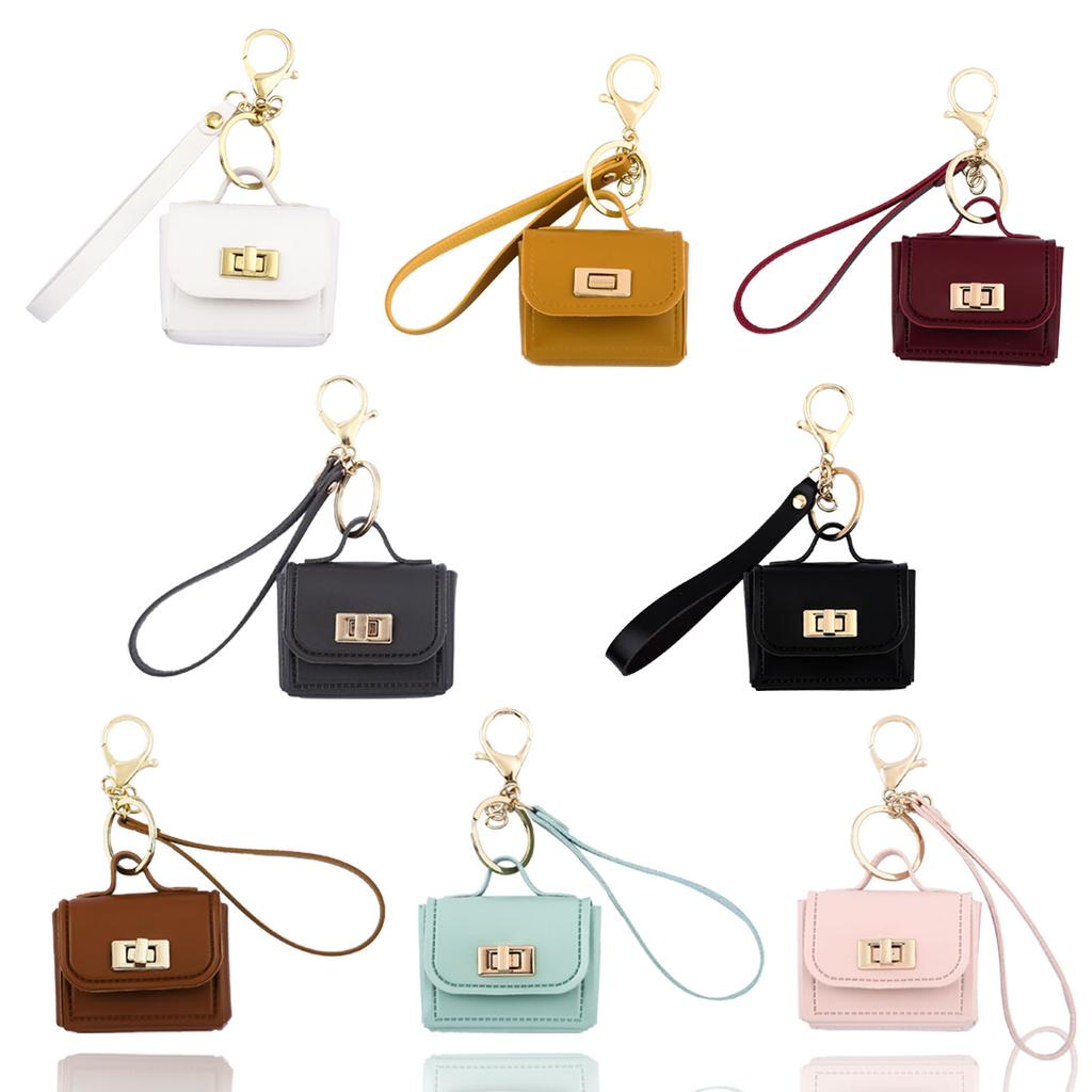 Mini Leather Openable Small Bag Keychain Pu Leather Hand Strap Coin Purse Accessories Pendant Mobile Phone Bag Jewelry Gift