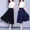 Elastic High Waist Slim Elegant Chiffon Capris female pants Skirts Women Summer Wide Leg Medium Long Leisure Loose Trousers