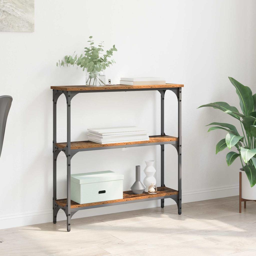 Console Table with Shelf Rustic Wood Look 75 x 22.5 x 75 cm Engineered Wood