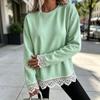 Damen Freizeit-Sweatshirt mit muschelförmigem Wellensaum und Spitzenkragen